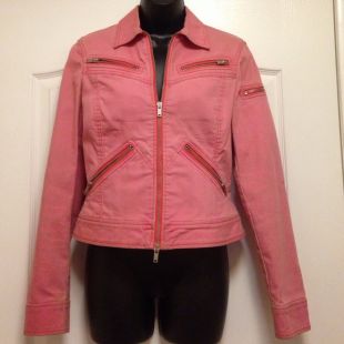 Pink denim motorcycle jacket