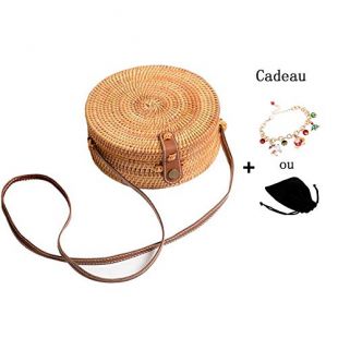 Sac De Rond Sac Sac Rotin De Plage Rond Femme Paille Sac À Main Vigne À La Main Rond Tissé Maison Vintage Tissée De Plage Sac De Rangement - Fancylande