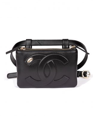 Chanel black lambskin CC mania waist belt bag worn by Astrid (Lucy
