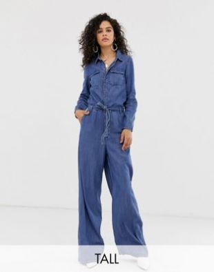 Only Tall - Combinaison en jean large boutonnée | ASOS