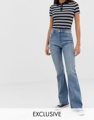 Reclaimed Vintage The '99 flare jean in mid blue wash | ASOS