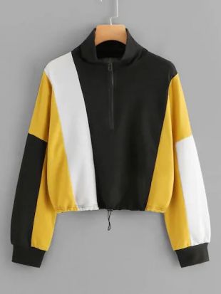Color-Block Zip Up Sweatshirt