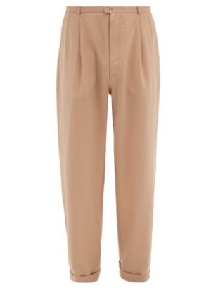 Folded-cuff tailored wool trousers
