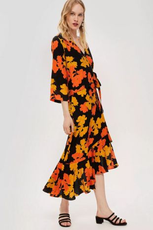 Linear Floral Midi Skirt