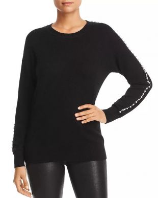 Embellished Sleeve Cashmere Sweater