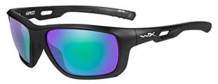 WileyX ASPECT Sunglasses, Polarized Emerald Mirror Lenses, Offered in Matte Black color from Eyeweb