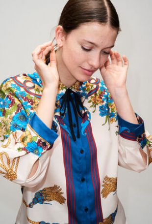 Chemise Imprimée Détail Nœud