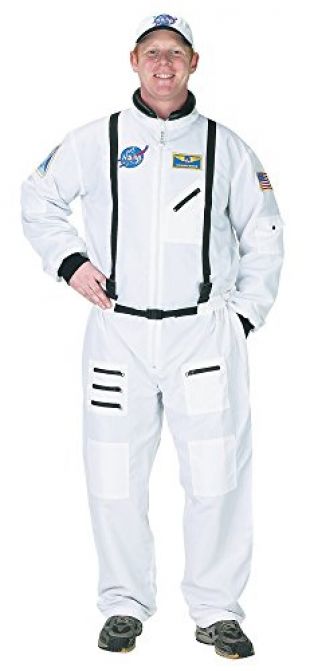 Aeromax Adult Astronaut Suit with Embroidered Cap, White, Small