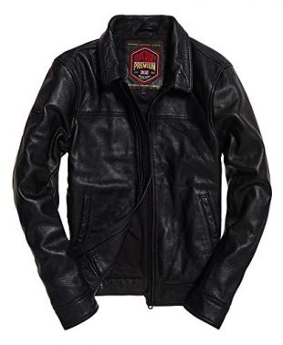 Superdry Curtis Leather Jacket - Black - XX-Large