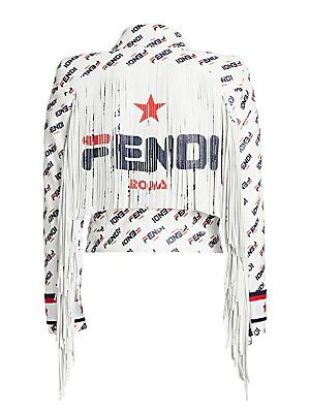 Fendi - Fringed Mania Fila Logo Leather Jacket