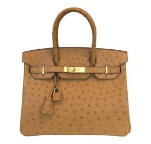 Birkin Ostrich Bag Gold