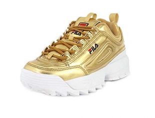 Fila - Fila Womens Disruptor II Premium Metallic Gold White Size 10