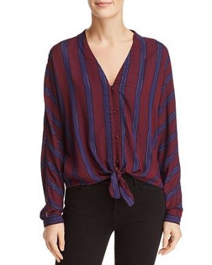Sloane Striped Tie-Front Top