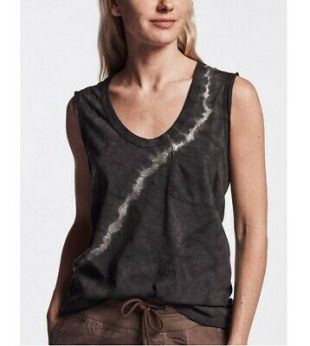 Women Carbon Black Tie Dye Vintage Sleeveless Tank Top