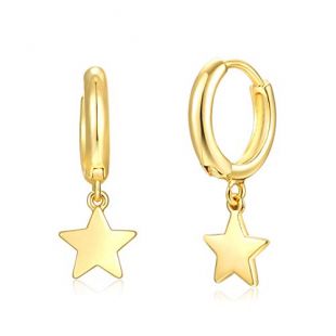 Fettero Cute Gold Tiny Star Dangle Huggie Hoop Earrings,Hinged Hoop Cuff Earrings Huggie Stud Earrings for Women