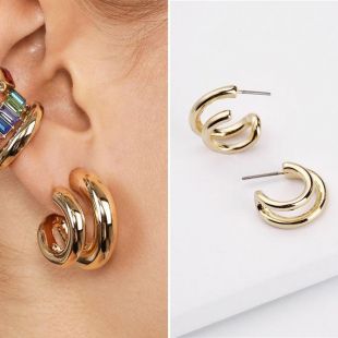 Boucles d'oreilles Spiral Huggie Hoop, Petites boucles d'oreilles Cerceau, Boucles d'oreilles Double Hoop, Boucles d'oreilles Minimalist Hoop, Cerceaux Huggie, Boucles d'oreilles Gold Huggie