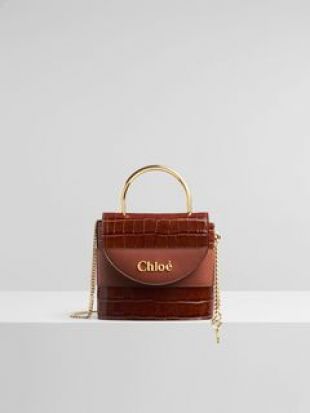 Petit Sac Cadenas Aby Lock En Cuir De Veau Embossé Effet Croco