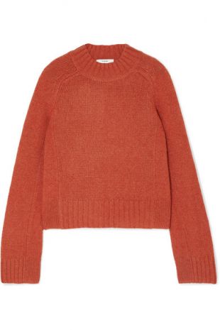 Cropped Mélange Cashmere Sweater
