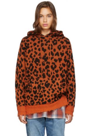 Orange Leopard Cashmere Hoodie