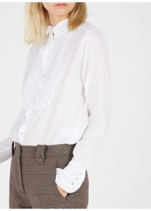 CHEMISE COL VICTORIEN EN COTON  BLANC