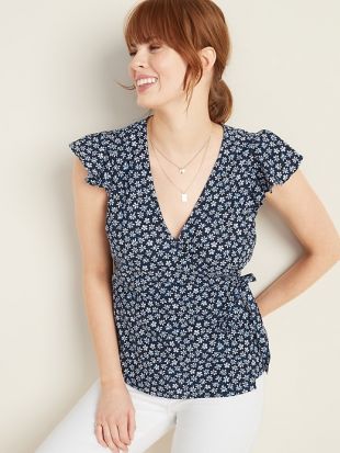 Wrap-Front Side-Tie Top for Women