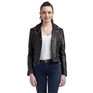 Veste en cuir col tailleur