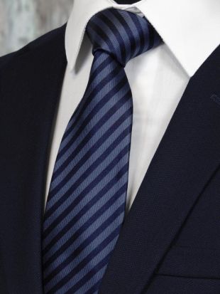 Cravate – à rayures pour homme bleu marine et bleu soie cravate rayée.