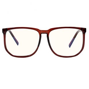 Fuaisi Anti Radiation Computer Glasses, UV400 filter Square Eyewear Glasses for Tablet Reading/Gaming/TV/Phones Women and Men (Brown, Transparent)