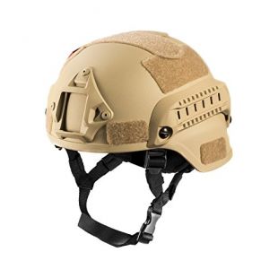 OneTigris MICH 2000 Style ACH Tactical Helmet with NVG Mount and Side Rail (Sandy)