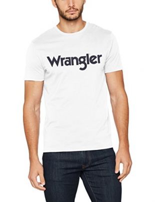 Wrangler SS Logo tee Camiseta, Blanco (Offwhite 02), Small para Hombre