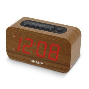 Sharp 1.2" Red LED Woodgrain Alarm Clock