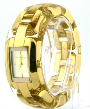 BRAND NEW MICHAEL KORS MK3261 GOLD CHAIN LINK CLEAR RESIN BANGLE WOMEN'S WATCH