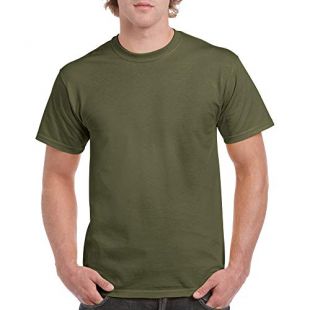 Gildan Men's Heavy Cotton Adult T-Shirt, 2-Pack, Military Green, Medium