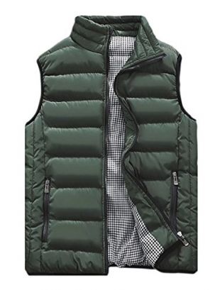 Vcansion Men's Outdoor Casual Stand Collar Padded Vest Coats