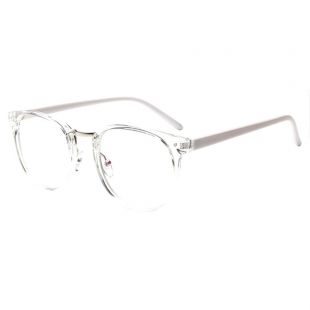 Forepin® Lunettes de Vue Vintage Verre Transparent Unisex pour Homme et Femme Montures de Lunettes Cadre Frame Lentille Claire - Blanc