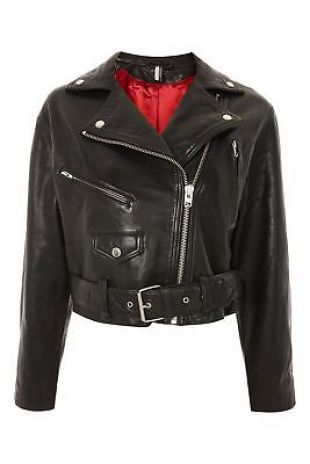 Topshop Boxy Leather Jacket Size