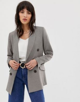 Blazer Doppiopetto Marrone a Quadri
