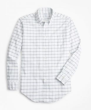 Regent Fit Oxford Windowpane Sport Shirt - Brooks Brothers