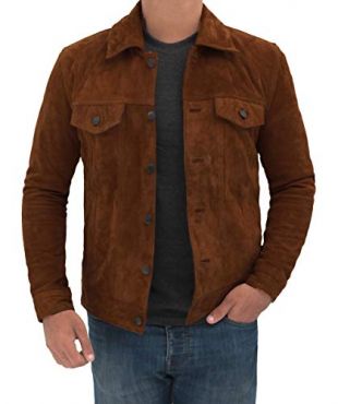 Decrum Brown Suede Leather Jacket Men | [1101404] Logn, L