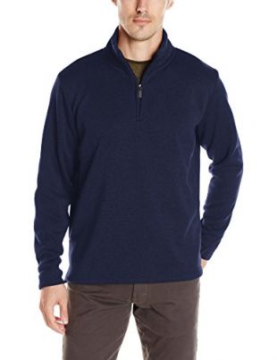Wrangler Authentics Men's Sweater Fleece Quarter-Zip, Mood Indigo, L