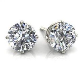 Boucles d'oreilles puces diamants ronds 0.42 carats et or blanc Irina