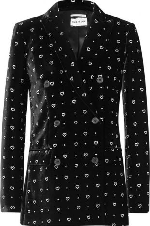 Double-Breasted Glittered Velvet Blazer