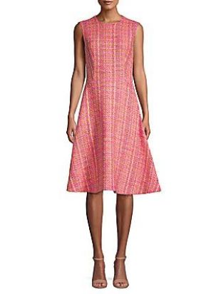 Tweed Boucle Sleeveless A-Line Dress