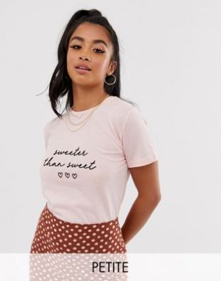 New Look Petite sweeter than sweet slogan t-shirt in pink | ASOS