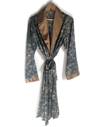 Smoking veste | Robe de Paisley | Robe de soirée Vintage rétro | Or des années 70 Boho Mens robe | des années 1970 satin loungewear robe de ménage | Hugh Hefner