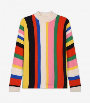Col Montant A Rayures Multicolores