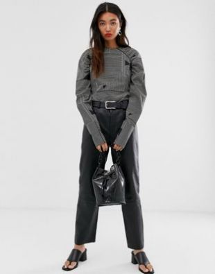 Selected Femme - Pantalon droit taille haute en cuir | ASOS