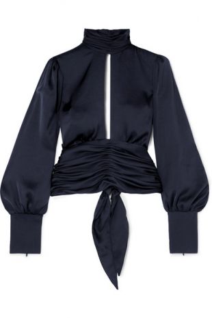 Night Out ruched satin blouse