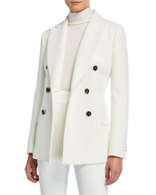 Crepe Double-Breasted Blazer