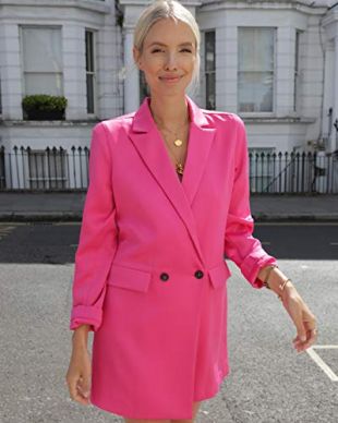 The Drop Blazer fucsia cruzado largo suelto para mujer por @leoniehanne, XS